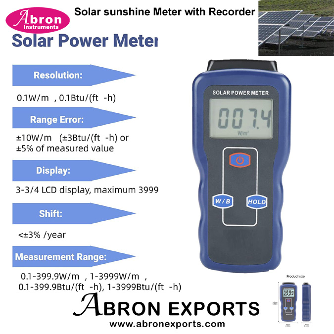 Solar Power Meter Digital 0.1~1999.9W m2 Power Meter for Testing Sun Light Radiation and Solar Panel Placement Meteorology AM-316D